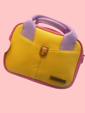 Yellow & Pink Women’s Top-Handle Bag with Lilac Handles. P (Parchita)